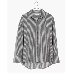 Madewell Flannel Westward Grey White Shirt in Stripe